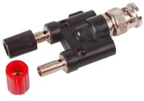 Adapter BNC wtyk / 2 x gniazdo bananowe