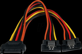 PYO2LSATA 15-pin SATA Y-cable, 15 cm, metal clip