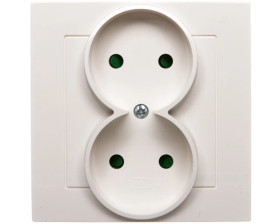 AS Gniazdo podwójne b/u z przesłonami ecru GP-2GP/27