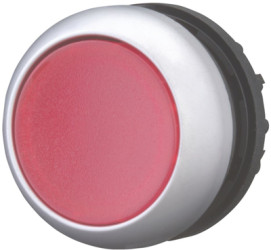 Pushbutton, illuminable, latching, waistband round, red, front ring silver gray, mounting Ø 22.5 mm, 216946