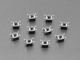 Adafruit Reverse Mount Tactile Switch Buttons - 6mm square - 10 Pack