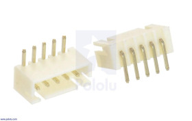 Pololu 2.5 mm JST XH-Style Shrouded Male Connector: 5-Pin, Right Angle (2-Pack)