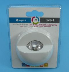 LAMPKA NOCNA LED WHITE 1,0W 230V+CZUJNIK