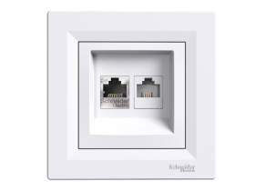 ASFORA Gniazdo telefoniczne-komputerowe RJ11/RJ45 kat.5e białe z ramką EPH4900121 SCHNEIDER ELECTRIC