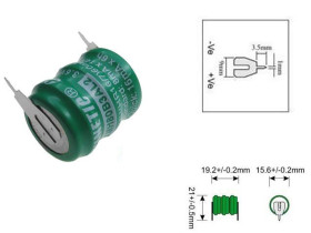 Akumulator 3,6V 80mAh 2 odczepy 1x1 fi 15,6mm 21x19,2mm