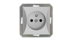 Opal Gniazdo Pojedyncze Z Uziemieniem Do Ramki Srebrne Gpt-16/M Op Sr