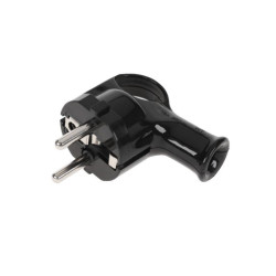 WTYCZKA SIECIOWA WT-40 KĄTOWA Z UCHEM CZARNA 230V 16A Z UZIEMIENIEM