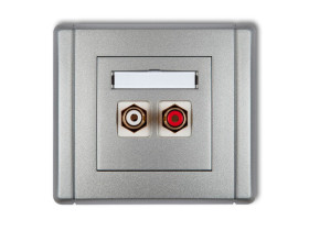 FLEXI Gniazdo RCA podwójne (typu cinch - biały i czerwony pozłacane) srebrny metalik 7FGRCA-2 KARLIK