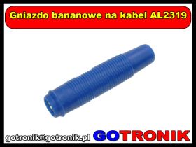 Gniazdo bananowe na kabel AL2319 niebieskie