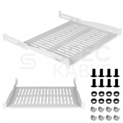 Półka regulowana do szafy RACK 19" 1U 350mm (450mm) szara NEKU