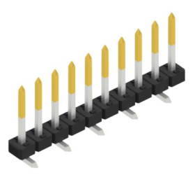 Pin header, 10 pole, pitch 2 mm, angled, black, 10063392