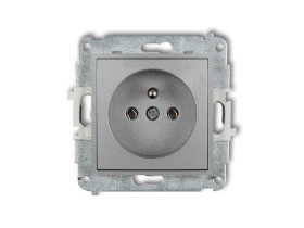 MINI Gniazdo pojedyncze z uziemieniem (bez przesłon torów prądowych) srebrny metalik 7MGP-1z KARLIK