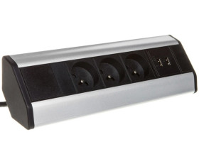 Gniazdo meblowe 3x250V AC z ładowarką 2xUSB i przewodem 1,8m OR-AE-1360