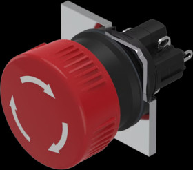 Emergency stop, rotary release, mounting Ø  16.2 mm, unlit, 1 Form A (N/O) + 1 Form B (N/C), 51-256.025