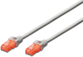Patch cable, RJ45 plug, straight to RJ45 plug, straight, Cat 6, U/UTP, LSZH, 2 m, gray, DK-1617-020