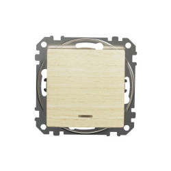 Przycisk 1-biegunowy z podświetleniem, brzoza, efekt drewna, Sedna Design i Elements SDD180111L