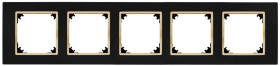 VESTRA ramka pięciokrotna IP20 czarny/złoty 3875-47