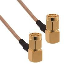 Coaxial cable, SMA plug (angled) to SMA plug (angled), 50 Ω, RG-174/U, grommet black, 750 mm, 135104-02-M0.75
