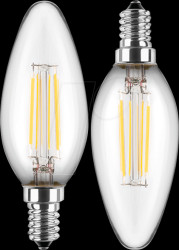 49801 LED filament lamp C35, E14, 4.5 W, 470 lm, NW, twin pack