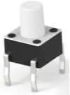 Short-stroke pushbutton, 1 Form A (N/O), 50 mA/24 VDC, unlit , actuator (white, L 4.4 mm), 1.56 N, THT, 2-1825910-2