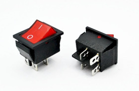 Przełącznik kołyskowy podświetlany ON-OFF, duży, czerwony 12V