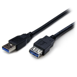 Kabel USB Złącze A USB A Złącze B USB A dł. 2m Przewód przedłużający USB USB 3.0 kolor: Czarny