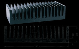 Profile heat sink, 75x160x40mm, 0.9K/W