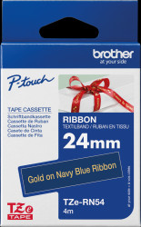 TZE-RN54 Ribbon tape, gold on marine blue, 24 mm