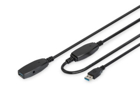 Kabel przedłużający USB 3.0 SuperSpeed Typ USB A/USB A M/Ż aktywny czarny 10m DA-73105
