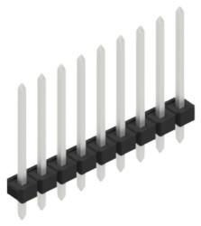 Pin header, 9 pole, pitch 2.54 mm, straight, black, SLLP11649Z