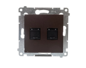 Simon 54 Gniazdo komputerowe podwójne 2xRJ45 kat.6 z przesłoną brąz mat D62.01/46