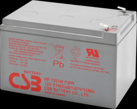 HR1251W Rechargeable high-current lead fleece battery, 12 V, 12 Ah, 51 W