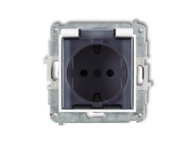 MINI Gniazdo hermetyczne z uziemieniem schuko (klapka dymna przesłony torów prądowych) biały MGPB-1sdp KARLIK
