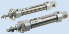 Siłownik pneumatyczny z tłoczyskiem skok: 100mm SMC Ø 25mm dwustronnego działania Action 237mm z amortyzacją