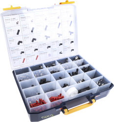 Zestaw złączek pneumatycznych Reduktor 4-6 mm, Zaślepka 4 mm, Kolanko równoramienne 4 mm, Trójnik równoramienny 4 mm,