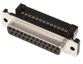 Złącze D-Sub 25-pinowe Żeński Kąt prosty Montaż na kablu raster 2.77mm Złoto na niklu