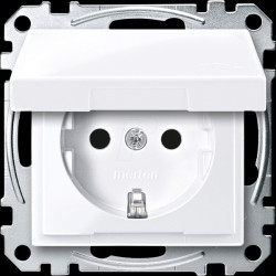 MEG2310-0325 System M, socket outlet, with hinged cover, active white glossy