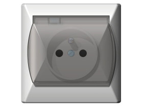 AKCENT Gniazdo pojedyncze z uziemieniem IP44 z klapką białe GPH-1AZ/00/d OSPEL