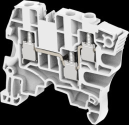 Feed through terminal, spring-clamp connection, 0.2-6.0 mm², 3 pole, 32 A, 8 kV, gray, 1SNK506011R0000