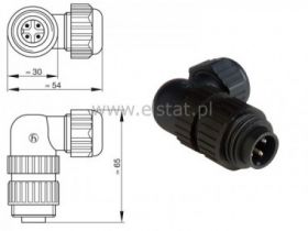 CA 3 W LS wtyk kątowy na kabel, styki 3+PE