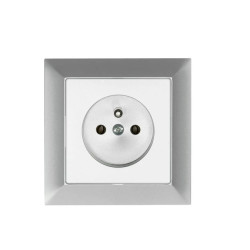 Premium Gniazdo wtyczkowe pojedyncze 2P+Z kolor srebro GPt-16 Pr SR