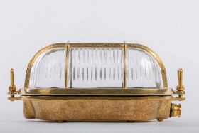 Oprawa mosiężna OVAL 47 ECO, E27, 40W, klosz przeźroczysty-szkło, IP64, siatka mosiężna A47