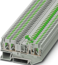 Knife disconnect terminal, push-in connection, 0.34-4.0 mm², 3 pole, 20 A, 6 kV, gray, 3210176