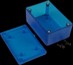 ABS enclosure, (L x W x H) 86 x 56 x 36 mm, blue/transparent, IP54, 1591XXLTBU
