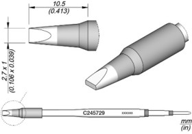 Soldering tip, chisel shaped, Ø 2.7 mm, C245729