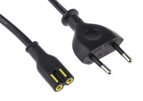 Przewód zasilania złącze A: IEC C7 złącze B: EuroPlug typu C 1m 2,5 A 250 V 2 x 0,75 mm² Czarny
