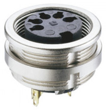 Panel socket, 3 pole, solder cup, screw locking, straight, 0304 03