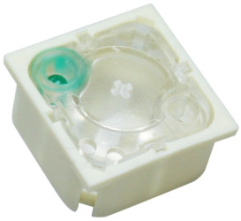 Short-stroke pushbutton, 1 Form A (N/O), 100 mA/42 V AC/DC, illuminated, green, actuator (transparent, L 0.7 mm), 2.9 N, THT, 3.