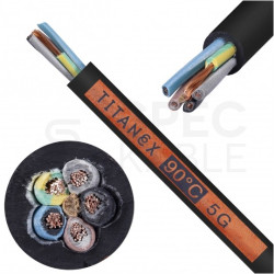 Kabel przemysłowy gumowy TITANEX OnPD / H07RN-F 5x95mm2 czarny 450/750V zewnętrzny olejoodporny linka Nexans