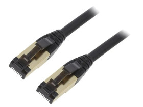 PP8-LSZHCU-BK-3M Patch cord S/FTP Cat 8 linka Cu LSZH czarny 3m 27AWG